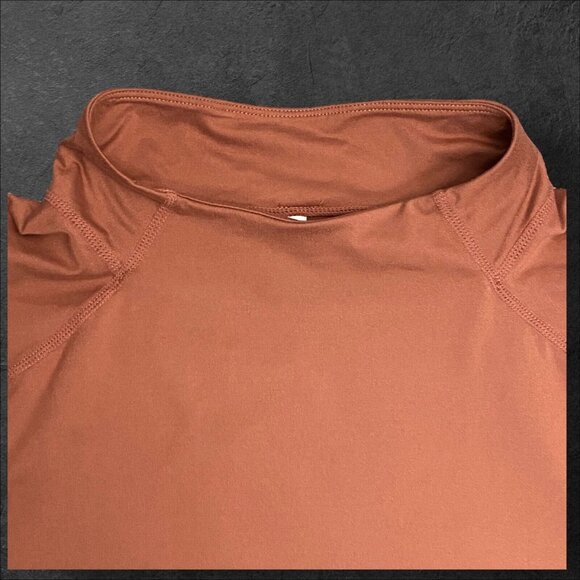 Fabletics Shirt Phoenix Brick Cherry Mocha Mock Neck Athletic Long Sleeve 2X - Picture 6 of 10